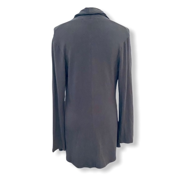 FLAX Gray 2 Button Stretch Knit Longline Cardigan Jacket Sz S - Picture 4 of 6
